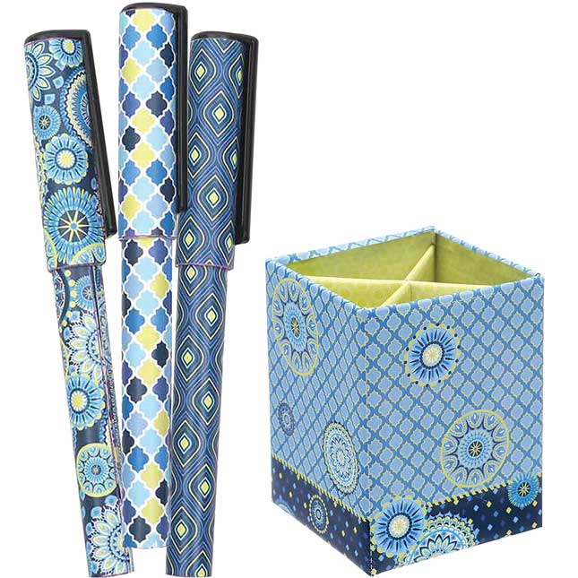 Blue Harmony Teacher Pen Set With Holder