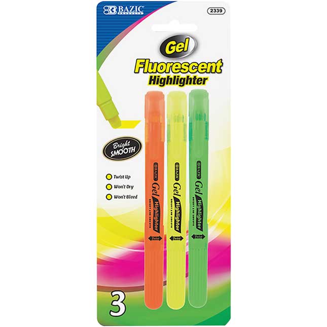 Fluorescent Gel Highlighters - 5 highlighters