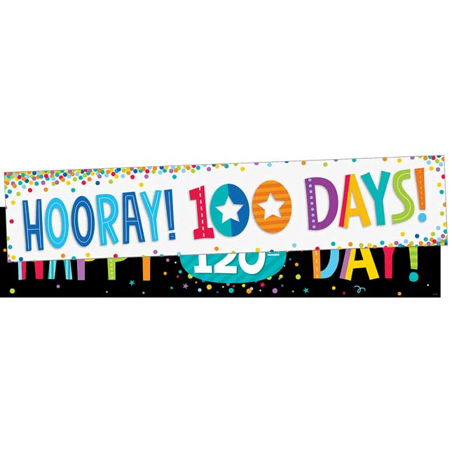 Hooray! 100th Day and 120th Day Double-Sided Banner