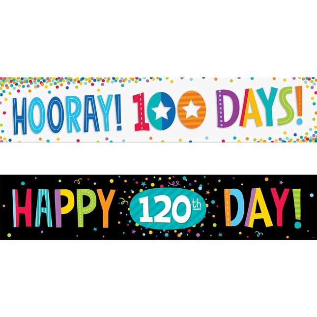 Hooray! 100th Day and 120th Day Double-Sided Banner