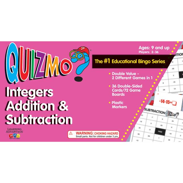 Quizmo Integers Addition and Subtraction