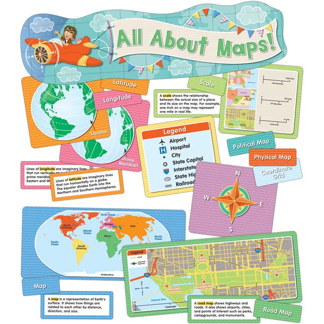 All About Maps Mini Bulletin Board Set