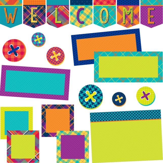 Plaid Attitude Welcome Bulletin Board Set