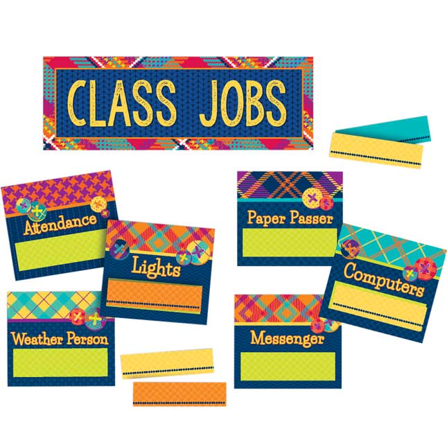 Plaid Attitude Class Jobs Mini Bulletin Board Set