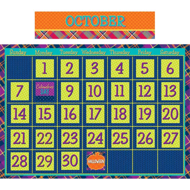 Plaid Attitude Calendar Bulletin Board Set