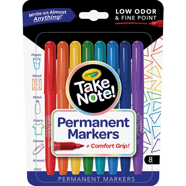 Take Note! 8-Count Permanent Markers, Fine Point