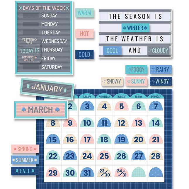 Calm and Cool Calendar Bulletin Board Set