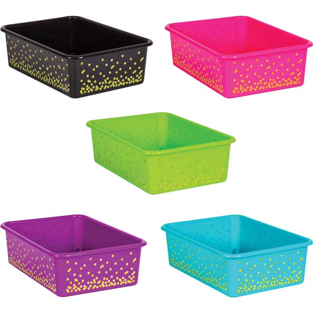 Teacher Created Resources Confetti Small Plastic Storage Bin