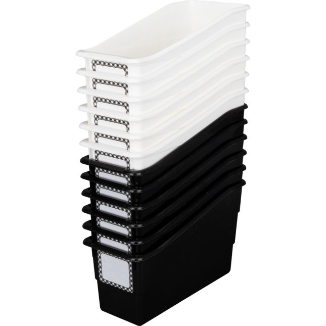 Black and White Gingham Durable Book And Binder Holders - 12 book and binder holders, 40 labels