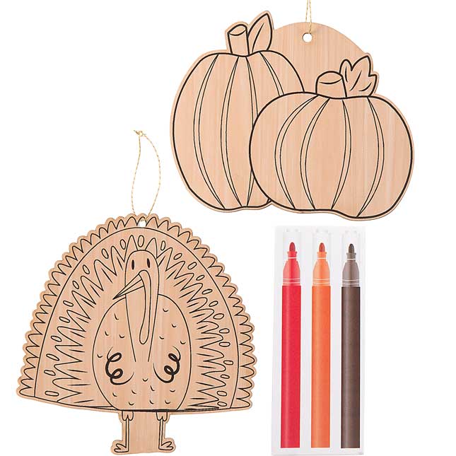 Fall Wood Ornament Craft Kit - Set Of 12