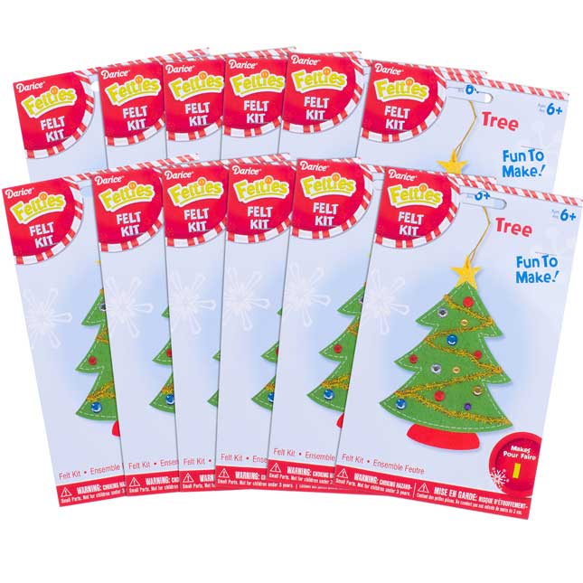 Felt Christmas Tree Ornament Craft Kit - Set Of 12