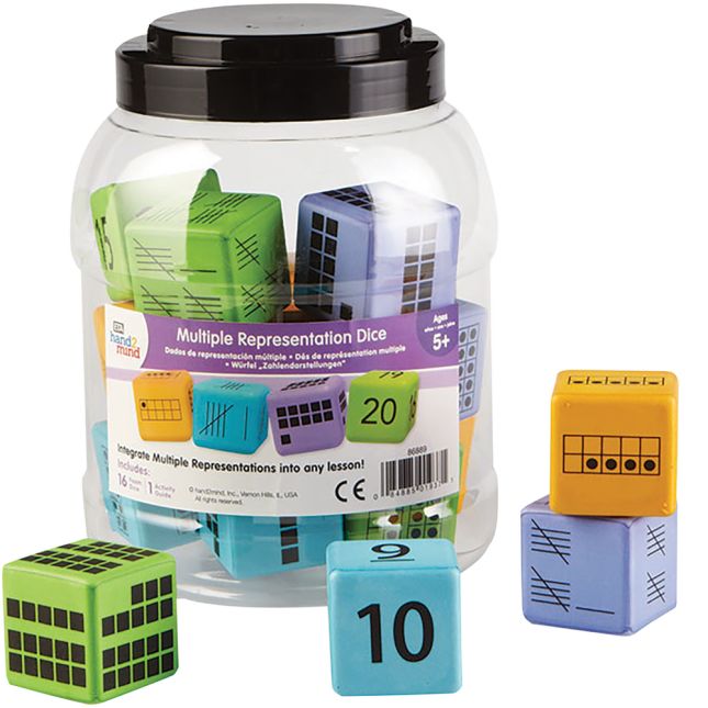 Colorful Foam Number Representation Dice - Set Of 16