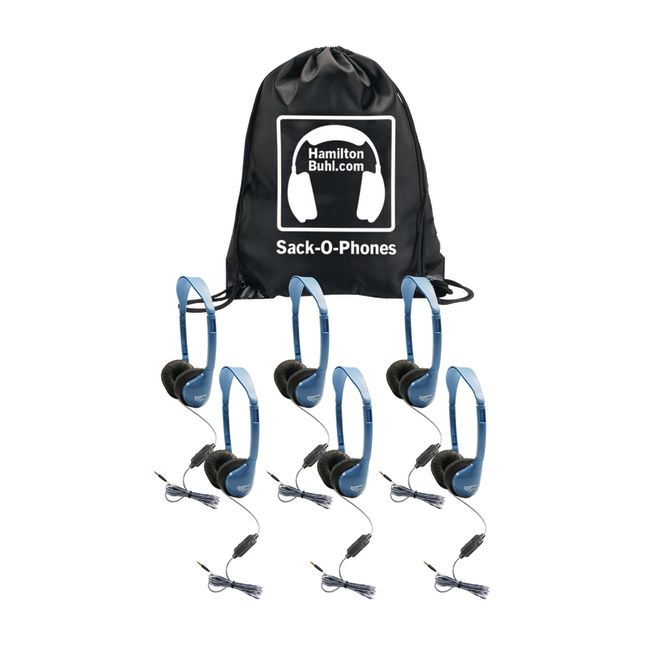 HamiltonBuhl Sack-O-Phones – 6 Pack: Headset with In-Line