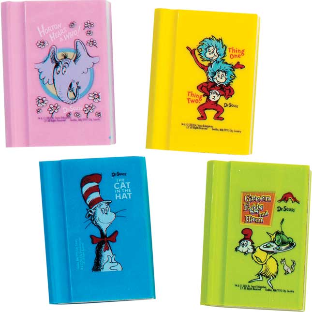 Dr. Seuss Book Erasers Set Of 12