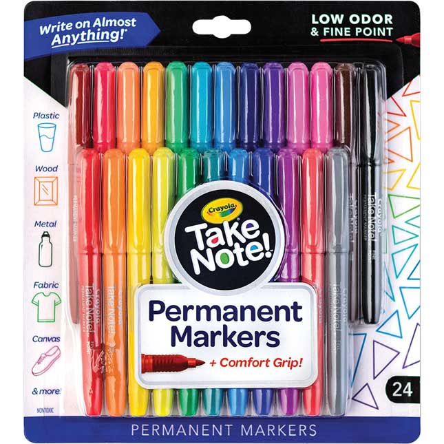 Take Note! Permanent Markers With Comfort Grip – Set Of 24