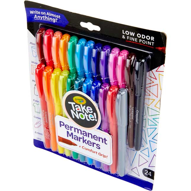 Take Note! Permanent Markers With Comfort Grip – Set Of 24