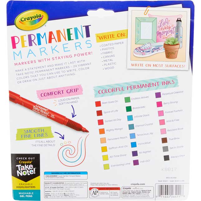 Take Note! Permanent Markers With Comfort Grip – Set Of 24