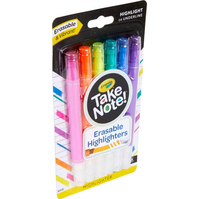 Take Note! Erasable Highlighters Set Of 6