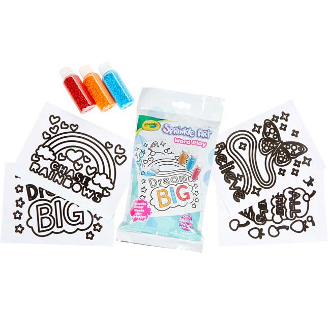 Crayola Sprinkle Art  Word Play - 4 sheets, 3 tubes of sprinkles