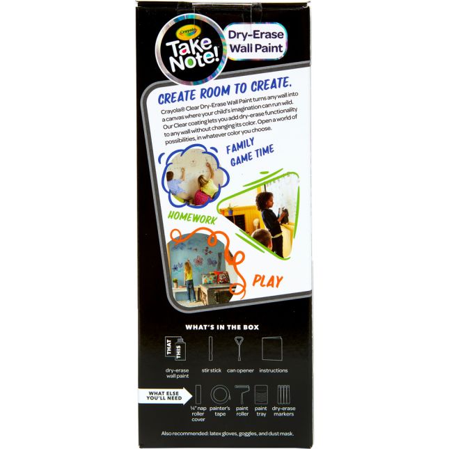 Take Note! Dry Erase Wall Paint Covers 20 Sq. Feet Clear - 1 can