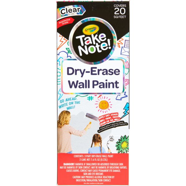 Crayola Take Note! Dry-Erase Wall Paint 20 Sq Ft Clear Residential Grade -  NEW