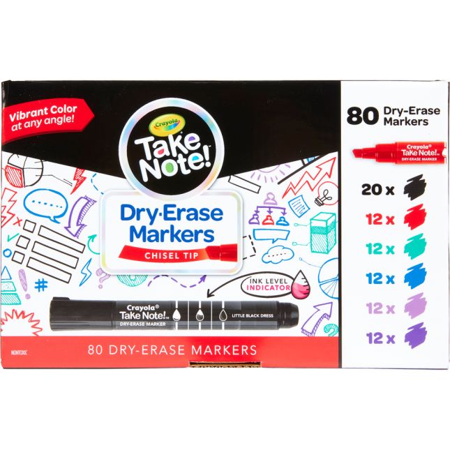 Take Note! Chisel-Tip Dry Erase Markers – Set Of 80