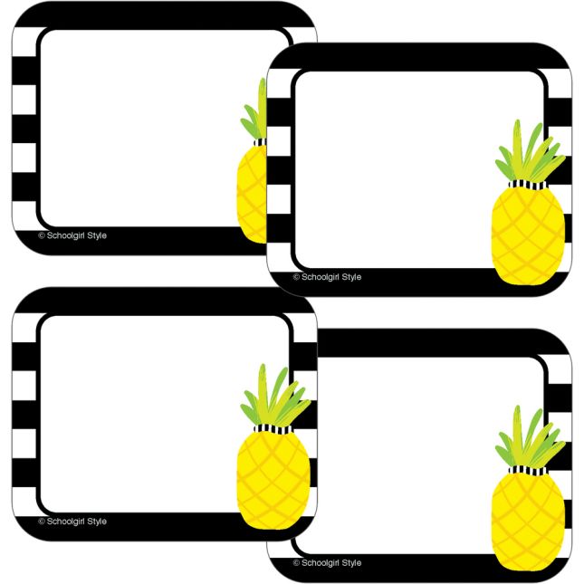 Simply Stylish Tropical Pineapple Stripe Name Tags - 40 name tags