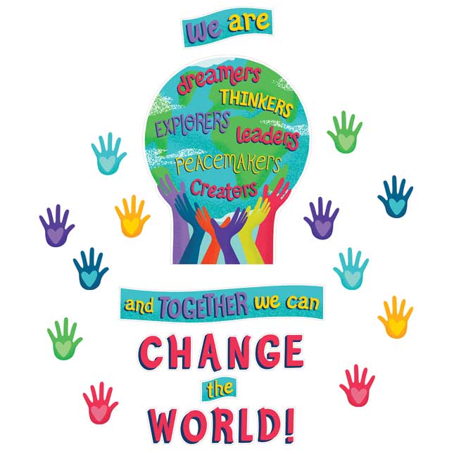 One World Together We Can Change The World Bulletin Board Set