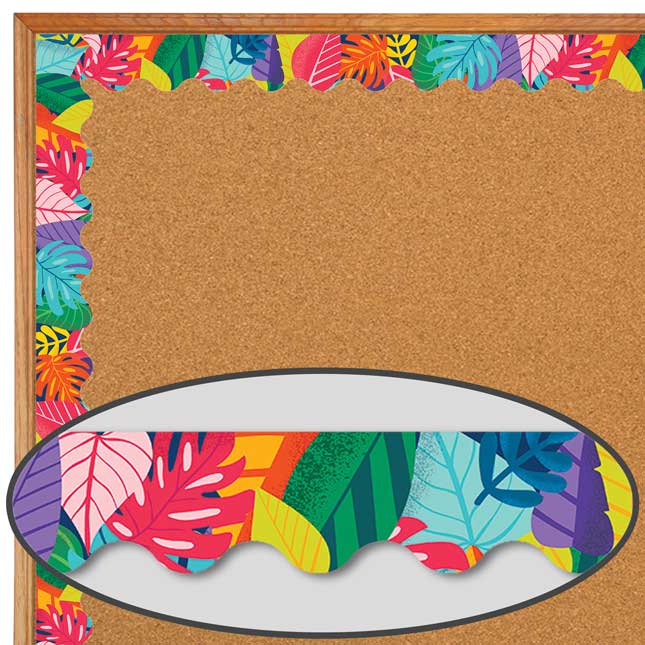 One World Colorful Leaves Scalloped Border - 1 border trim