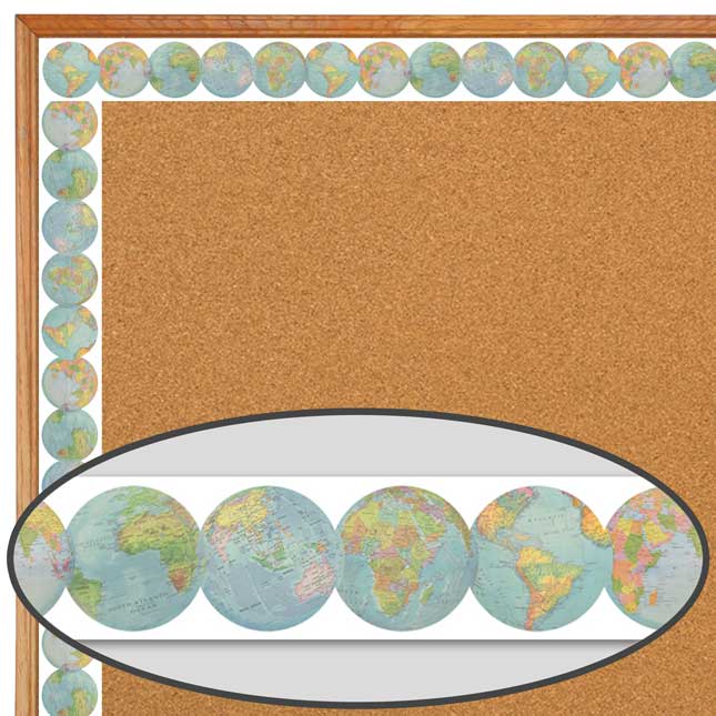 Travel The Map Globes Diecut Border Trim