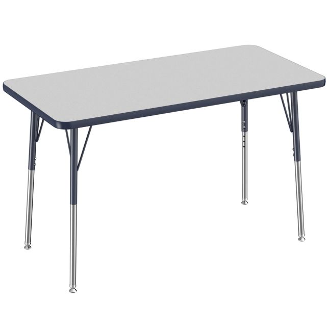 24" x 48" Rectangle Activity Table with Adjustable Swivel Glide Legs - Gray/Navy