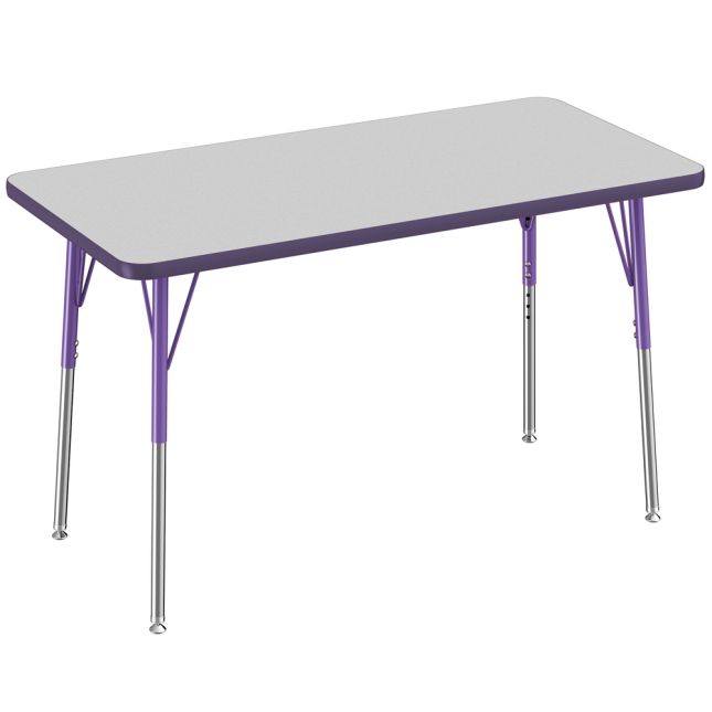 24" x 48" Rectangle Activity Table with Adjustable Swivel Glide Legs - Gray/Purple