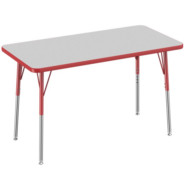 24" x 48" Rectangle Activity Table with Adjustable Swivel Glide Legs - Gray/Red