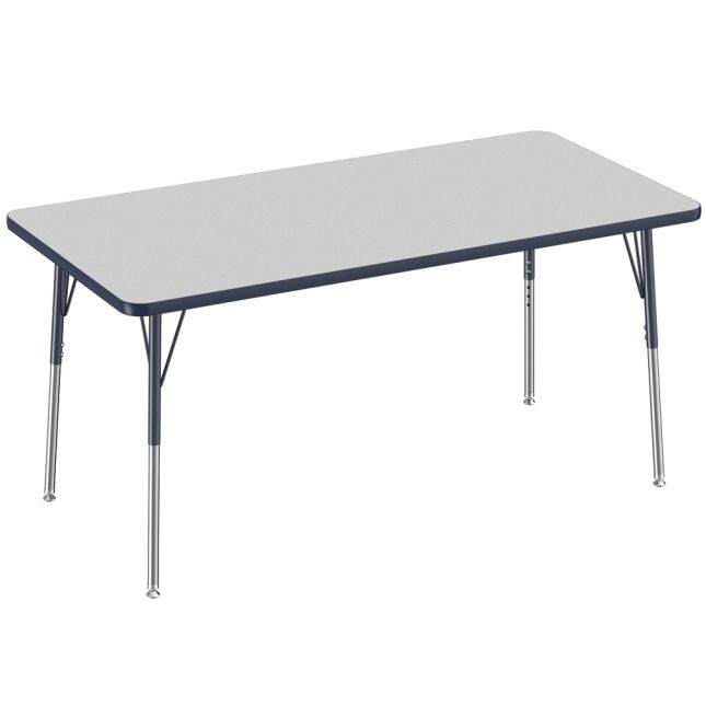 30" x 60" Rectangle Activity Table with Adjustable Swivel Glide Legs - Gray/Navy