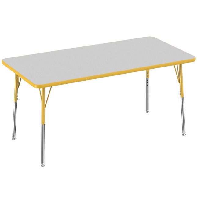 30" x 60" Rectangle Activity Table with Adjustable Swivel Glide Legs - Gray/Yellow