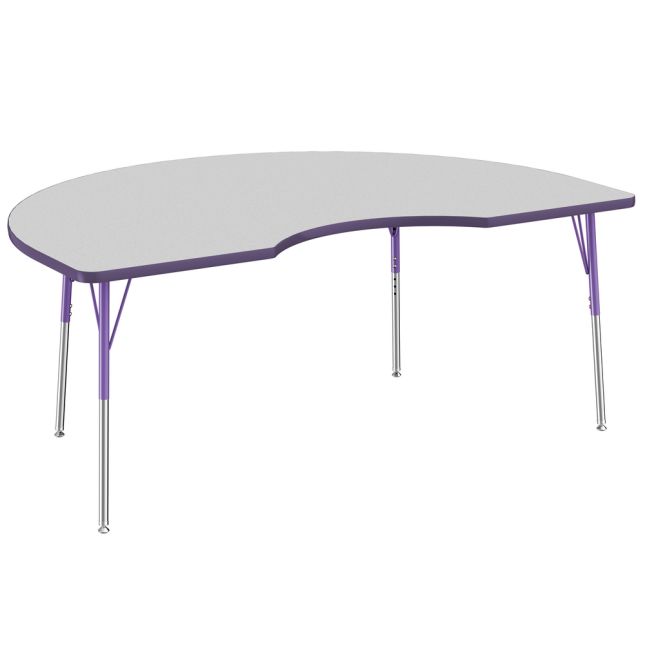 48" x 72" Kidney Activity Table with Adjustable Swivel Glide Legs - Gray/Purple