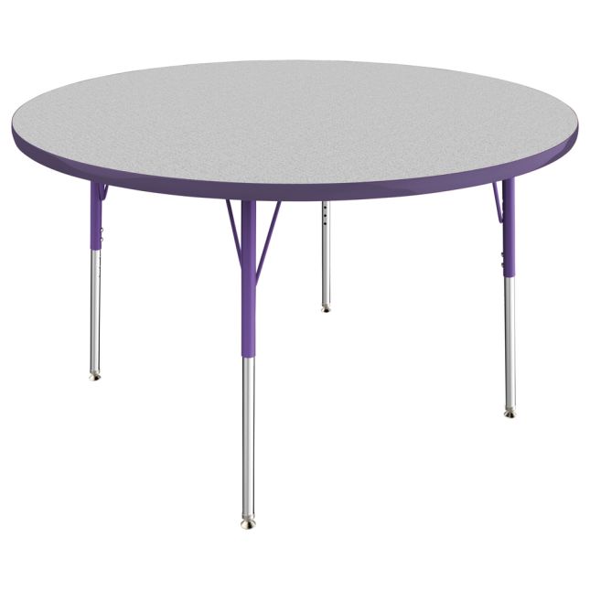 48" Round Activity Table with Adjustable Swivel Glide Legs - Gray/Purple