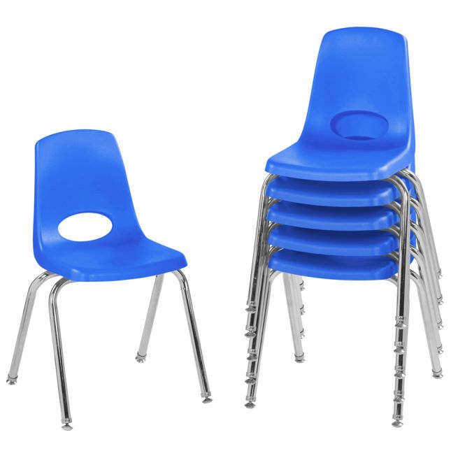 16" Black Stack Chair with Swivel Glides, 6-Pack - Blue