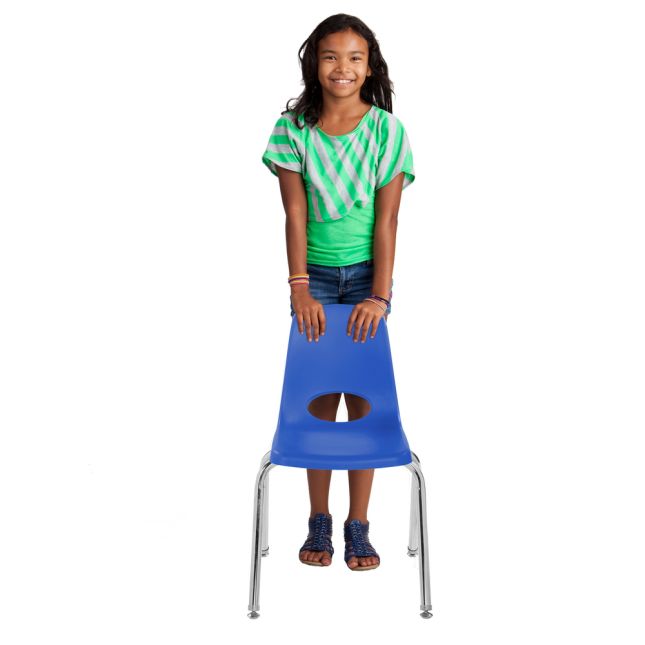 16" Black Stack Chair with Swivel Glides, 6-Pack - Blue