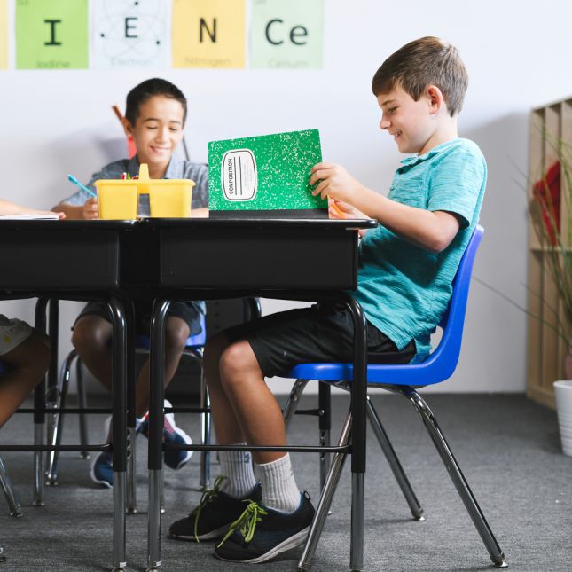 16" Black Stack Chair with Swivel Glides, 6-Pack - Blue