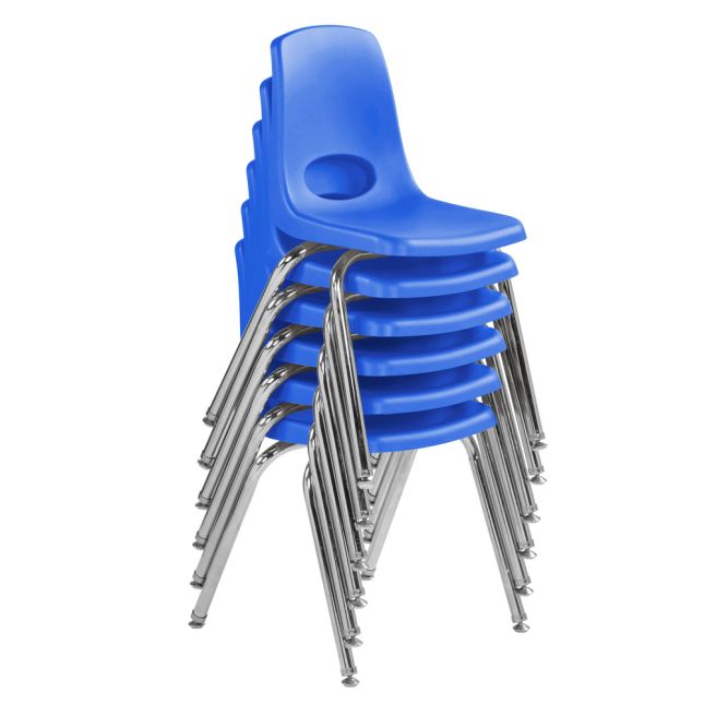 16" Black Stack Chair with Swivel Glides, 6-Pack - Blue