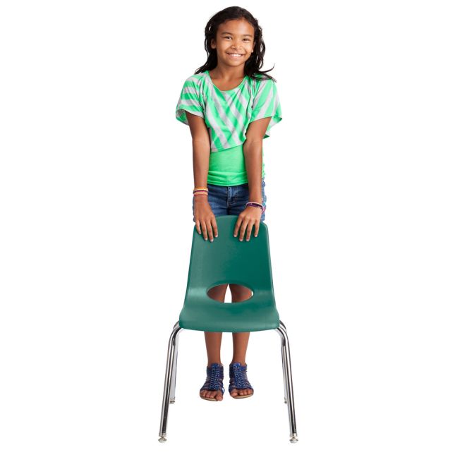 16" Black Stack Chair with Swivel Glides, 6-Pack - Green