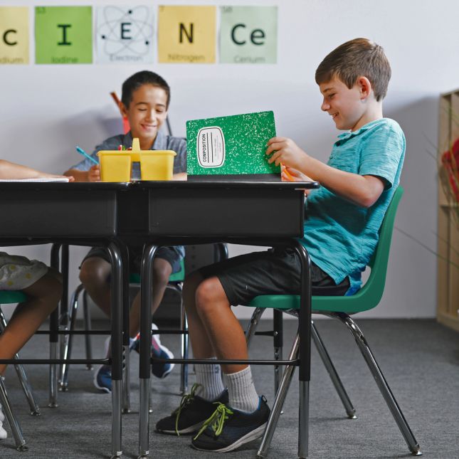 16" Black Stack Chair with Swivel Glides, 6-Pack - Green