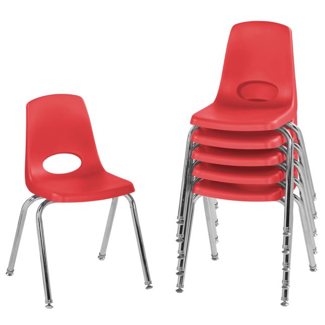 16" Black Stack Chair with Swivel Glides, 6-Pack - Red