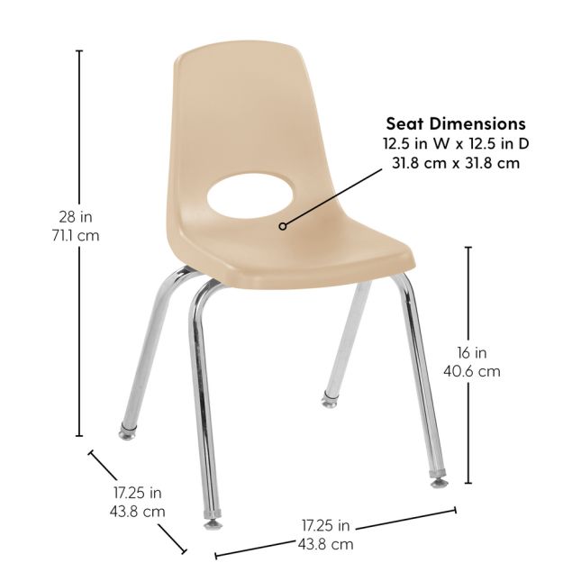 16" Black Stack Chair with Swivel Glides, 6-Pack - Sand