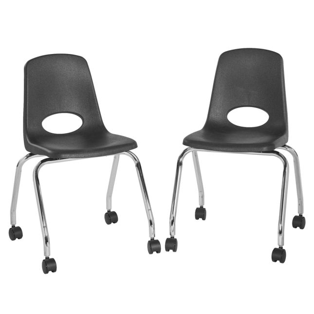 18" Black Mobile Chair with Casters, 2-Pack