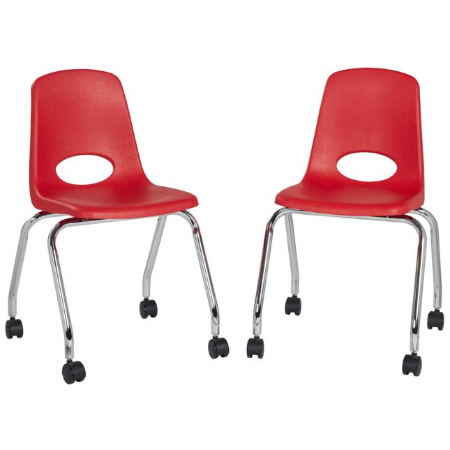 18" Mobile Chair with Casters, 2-Pack - Red