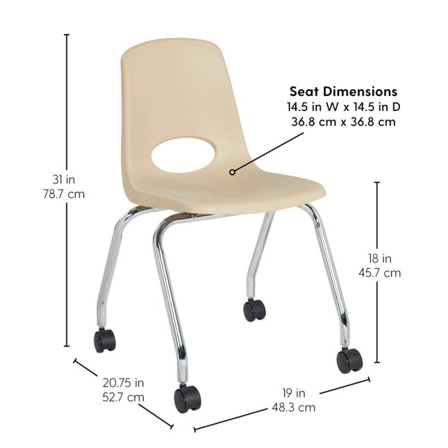 18" Mobile Chair with Casters, 2-Pack - Sand