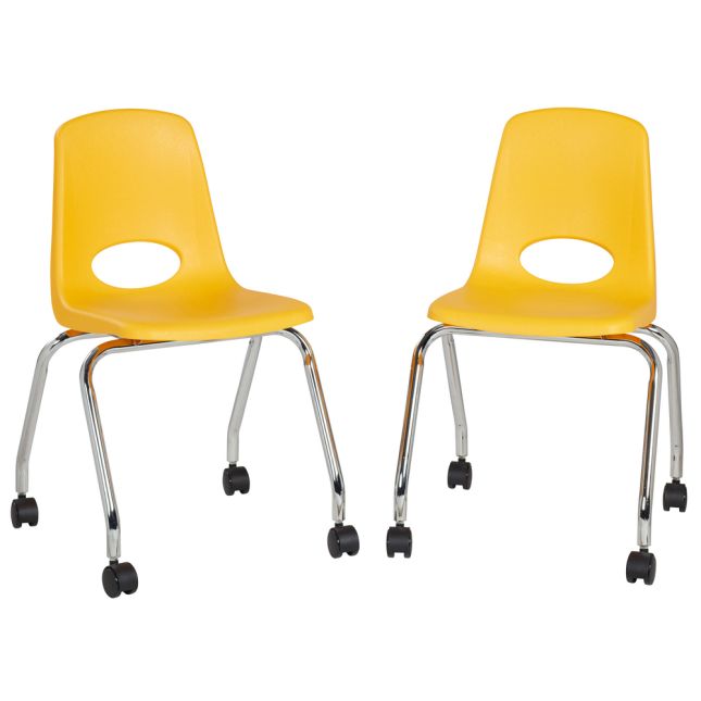 18" Mobile Chair with Casters, 2-Pack - Yellow