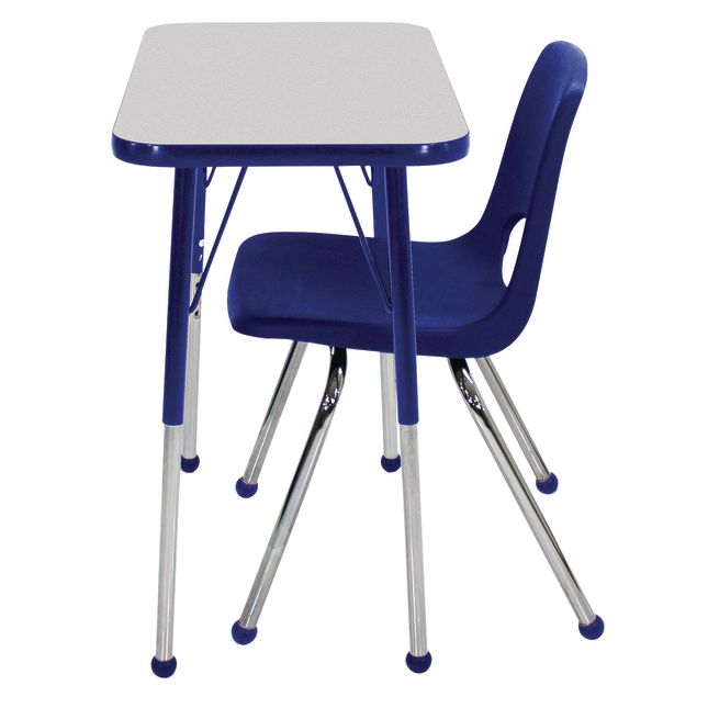 Single Student Table with 12"H Chair Set, Gray/Blue